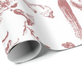 ヴィンテージエレガント赤白馬花柄 ラッピングペーパー (ロールコーナー)