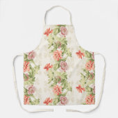ヴィンテージエレガント赤面ピンクとラベンダー牡丹 エプロン (正面)