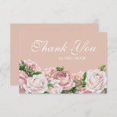 ヴィンテージエレガント赤面ピンクローゼサンキュー サンキューカード (正面/裏面)