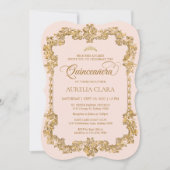 ヴィンテージエレガント赤面ピンク金ゴールドティアラキンセアニェラ 招待状 (正面)
