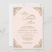 ヴィンテージエレガント赤面ピンク金ゴールドミクインセアニラ 招待状 (正面)