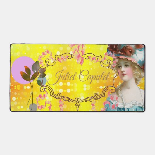 ヴィンテージエレガント金ゴールドとピンク デスクマット (正面)