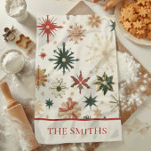 ヴィンテージエレガント金ゴールドの雪の模様クリスマス キッチンタオル