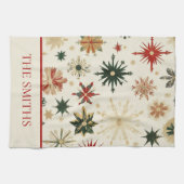 ヴィンテージエレガント金ゴールドの雪の模様クリスマス キッチンタオル (横)