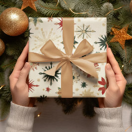 ヴィンテージエレガント金ゴールドの雪片パターン ラッピングペーパー