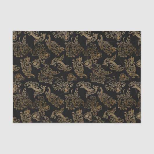 ヴィンテージエレガント金ゴールドは黒い大理石でスクロフェイクール 薄葉紙 (正面)