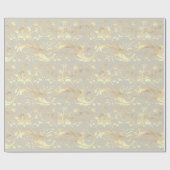ヴィンテージエレガント金ゴールドアイボリーダマスクパターン ラッピングペーパー (フラット)