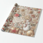 ヴィンテージエレガント金ゴールドグリッタークリスマスエレメント ラッピングペーパー (アンロールド)