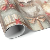 ヴィンテージエレガント金ゴールドグリッタークリスマスエレメント ラッピングペーパー (ロールコーナー)