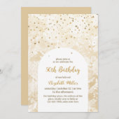 ヴィンテージエレガント金ゴールドグリッター50誕生日 招待状 (正面/裏面)