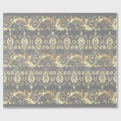 ヴィンテージエレガント金ゴールドグレーダマスクパターン ラッピングペーパー (フラット)