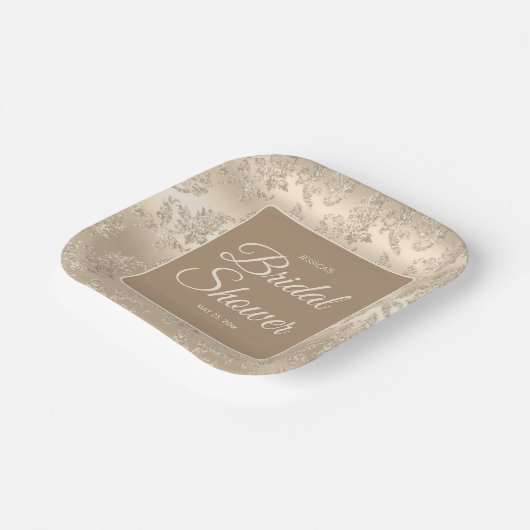 ヴィンテージエレガント金ゴールドシャンパンブライダルシャワー ペーパープレート (傾斜あり)