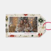 ヴィンテージエレガント金ゴールドスノーフレークスフォトホリデー ギフトタグ (正面(横))