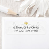 ヴィンテージエレガント金ゴールドダマスクスク結婚スクリプトのアドレス ラベル (インサイチュ)