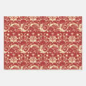 ヴィンテージエレガント金ゴールドダマスクパターン ラッピングペーパーシート (正面)