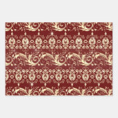 ヴィンテージエレガント金ゴールドダマスクパターン ラッピングペーパーシート (正面3)