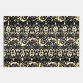ヴィンテージエレガント金ゴールドダマスクパターン ラッピングペーパーシート (正面)