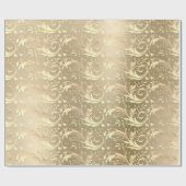 ヴィンテージエレガント金ゴールドダマスクパターン ラッピングペーパー (フラット)