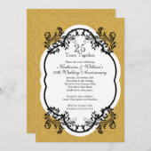ヴィンテージエレガント金ゴールドダマスク記念日パーティー 招待状 (正面/裏面)