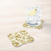 ヴィンテージエレガント金ゴールドトイレディアーキツネウッドランド ペーパーコースター (インサイチュ)