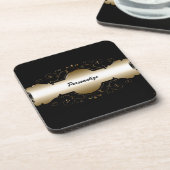 ヴィンテージエレガント金ゴールドパーソナライズされた コースター (左側)