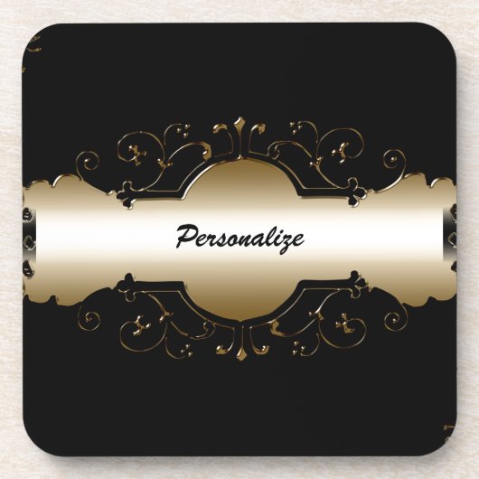 ヴィンテージエレガント金ゴールドパーソナライズされた コースター (正面)