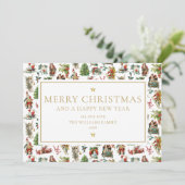 ヴィンテージエレガント金ゴールドフォトクリスマス シーズンカード (スタンド正面)
