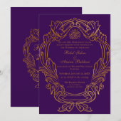 ヴィンテージエレガント金ゴールドフレーム2結婚イスラム 招待状 (正面/裏面)