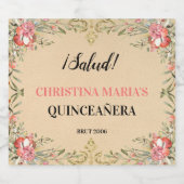 ヴィンテージエレガント金ゴールドフローラキンセアニラ スパークリングワインラベル (シングルラベル)