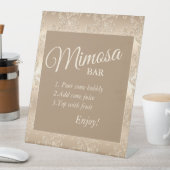 ヴィンテージエレガント金ゴールドブライダルシャワーミモサバー 台座サイン (インサイチュ)