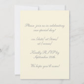 ヴィンテージエレガント金ゴールドベージュクリームフローラホース 招待状 (裏面)