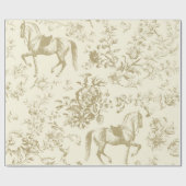 ヴィンテージエレガント金ゴールドベージュ馬花パターン ラッピングペーパー (フラット)