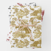 ヴィンテージエレガント金ゴールドレッドトイレディアーキツネウッドランド ラッピングペーパーシート (インサイチュ)