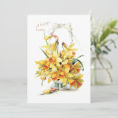 ヴィンテージエレガント金ゴールド復活祭ダッフォジル シーズンカード (スタンド正面)