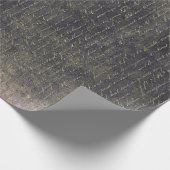 ヴィンテージエレガント金ゴールド手書き文字オン黒T ラッピングペーパー (角)