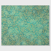 ヴィンテージエレガント金ゴールド旋回パターンボホターコイズ ラッピングペーパー (フラット)