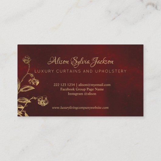 ヴィンテージエレガント金ゴールド燃焼 名刺 (裏面)