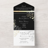 ヴィンテージエレガント金ゴールド白黒結婚ズ オールインワン招待状 (内側)