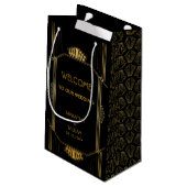 ヴィンテージエレガント金ゴールド結婚の歓迎 スモールペーパーバッグ (裏面アングル)