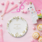 ヴィンテージエレガント金ゴールド結婚デザート ペーパープレート (パーティー)