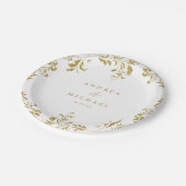 ヴィンテージエレガント金ゴールド結婚デザート ペーパープレート (アングル)