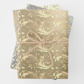 ヴィンテージエレガント金ゴールド銀ダマスク模様 ラッピングペーパーシート (インサイチュ)