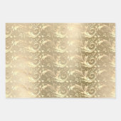 ヴィンテージエレガント金ゴールド銀ダマスク模様 ラッピングペーパーシート (正面)