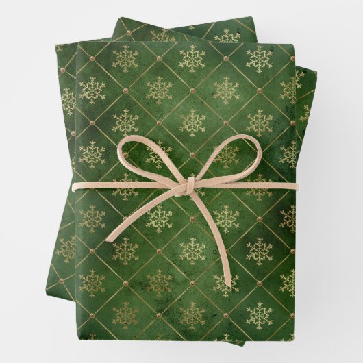 ヴィンテージエレガント金ゴールド雪片ひし形 ラッピングペーパーシート (インサイチュ)