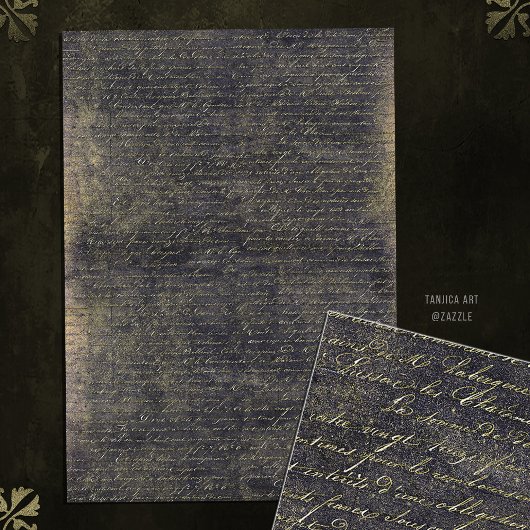 ヴィンテージエレガント金ゴールド黒手書き文字 薄葉紙