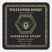 ヴィンテージエレガント金ゴールド黒蜂ハチミツ スクエアシール (正面)