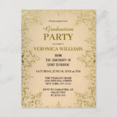 ヴィンテージエレガント金ゴールド2025卒業パーティー ポストカード (正面)