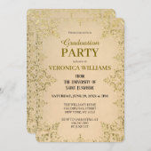 ヴィンテージエレガント金ゴールド2025卒業パーティー 招待状 (正面/裏面)