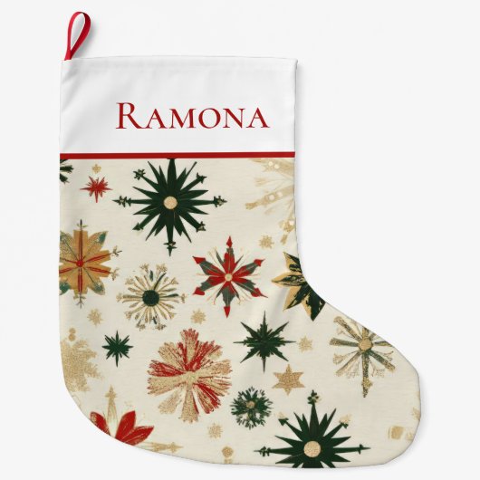 ヴィンテージエレガント金ゴールド ラージクリスマスストッキング (正面)