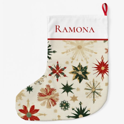 ヴィンテージエレガント金ゴールド ラージクリスマスストッキング (裏面)